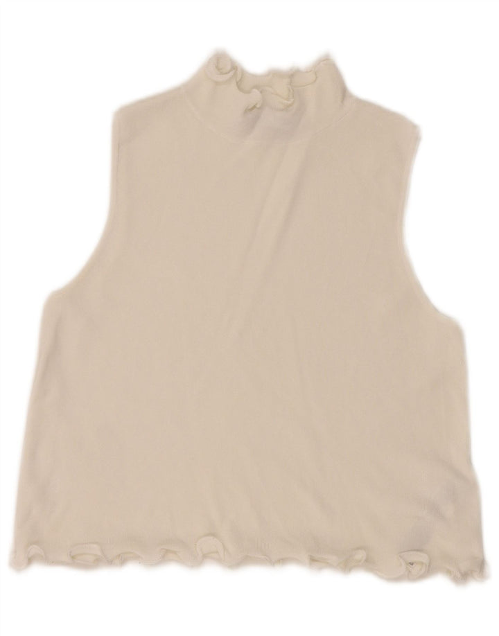 Zara Mujer Crop Vest Top UK 10 Small Viscosa Blanca