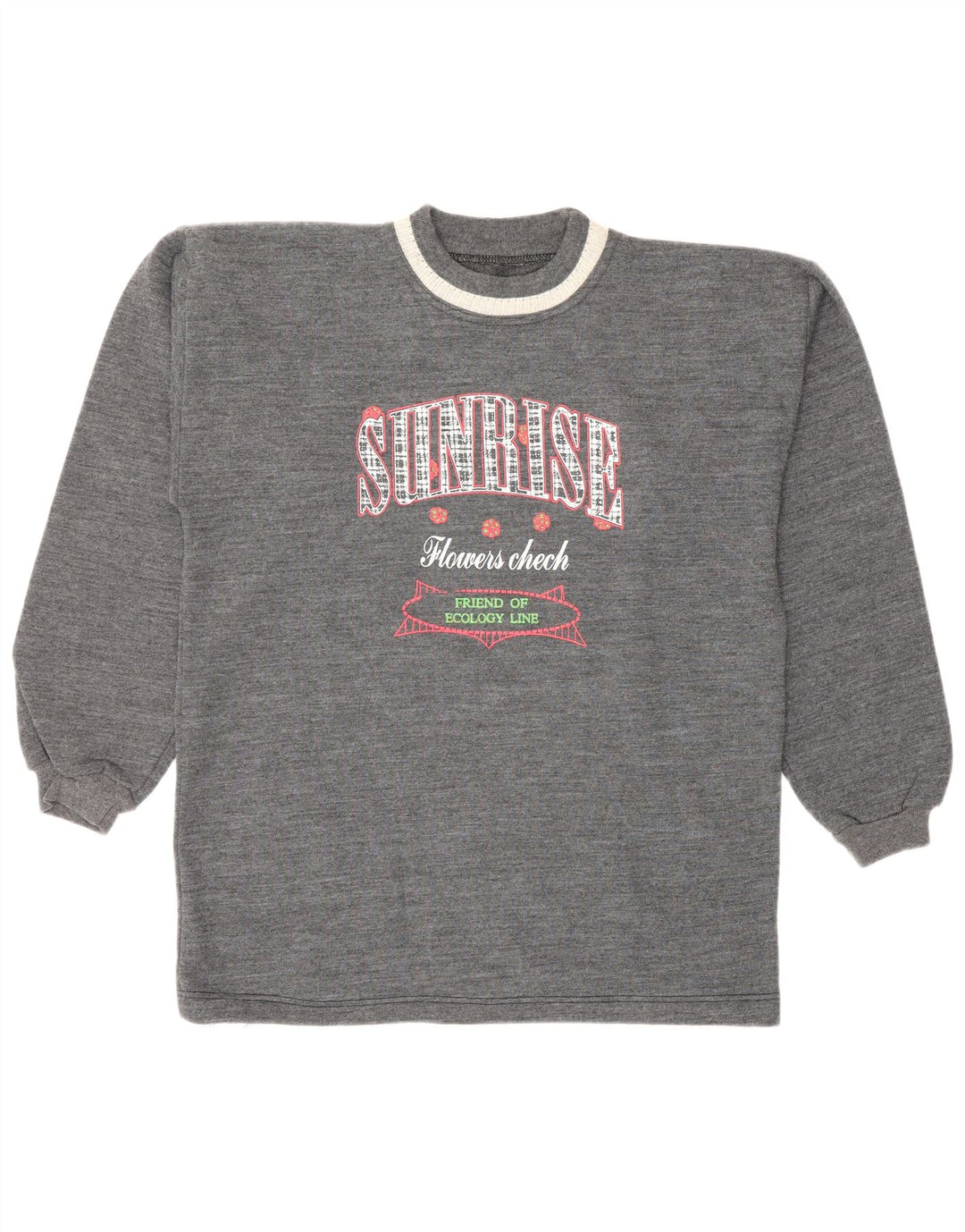 Vintage mujer sudadera gráfica jumper Reino Unido 12 gris medio