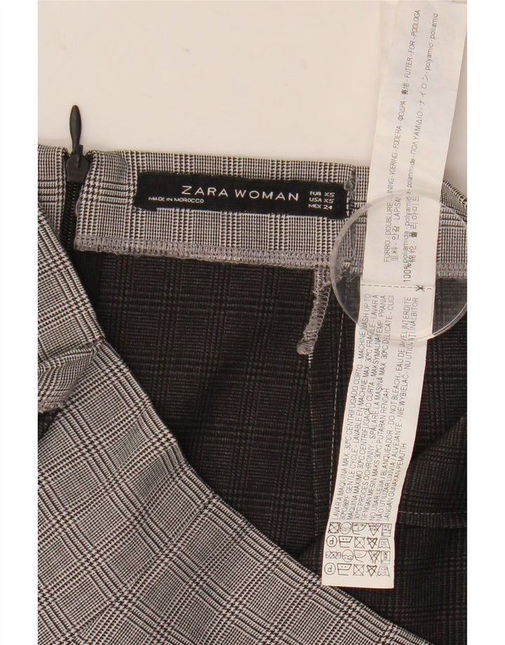 Zara Mujer Mini Falda Asimétrica XS W26 Poliamida Cuadros Gris