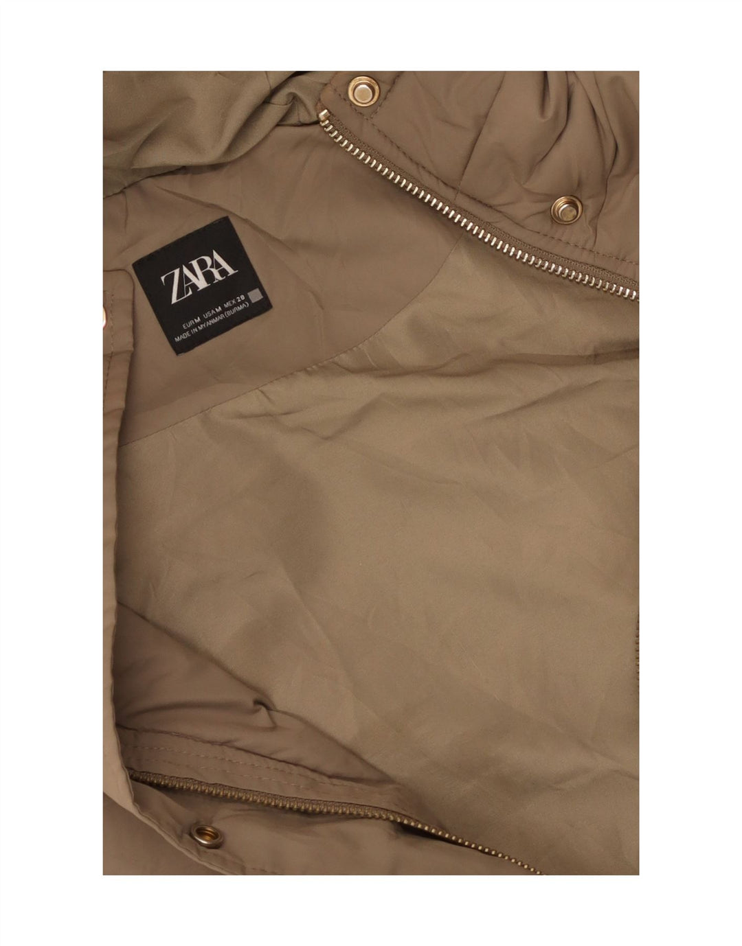 Zara Mujer Abrigo Acolchado Sin Mangas Con Capucha UK 44 Medium Beige