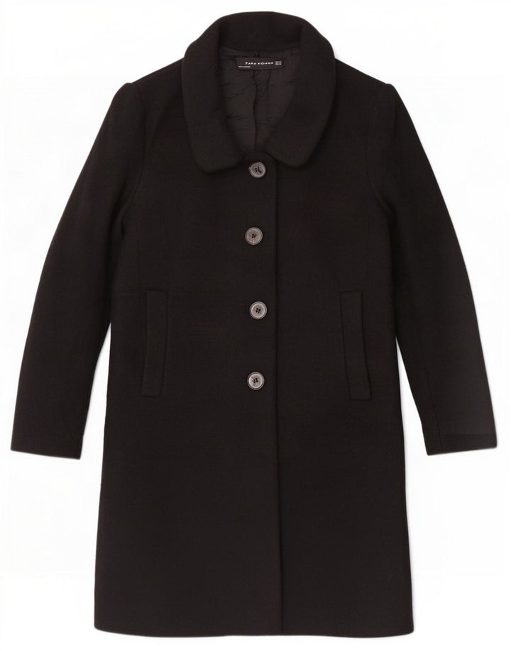 Zara Mujer Abrigo UK 6 XS Lana Negra