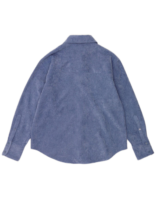 Zara Mujer Camisa De Pana UK 44 Poliéster Azul Medio