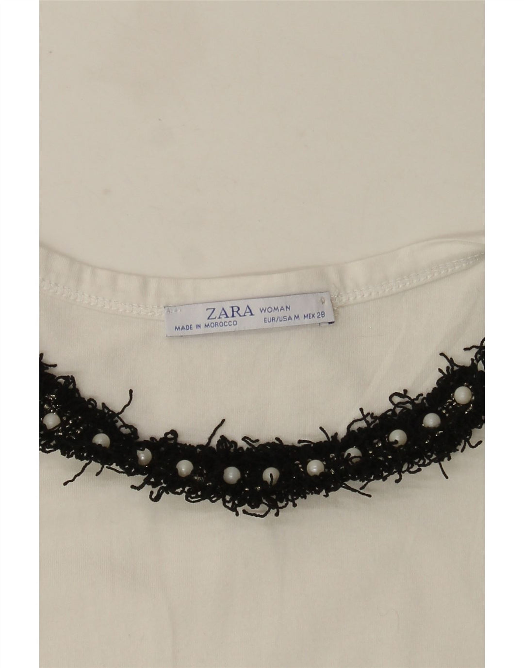 Zara Camiseta Mujer Top UK 12 Medium Blanco
