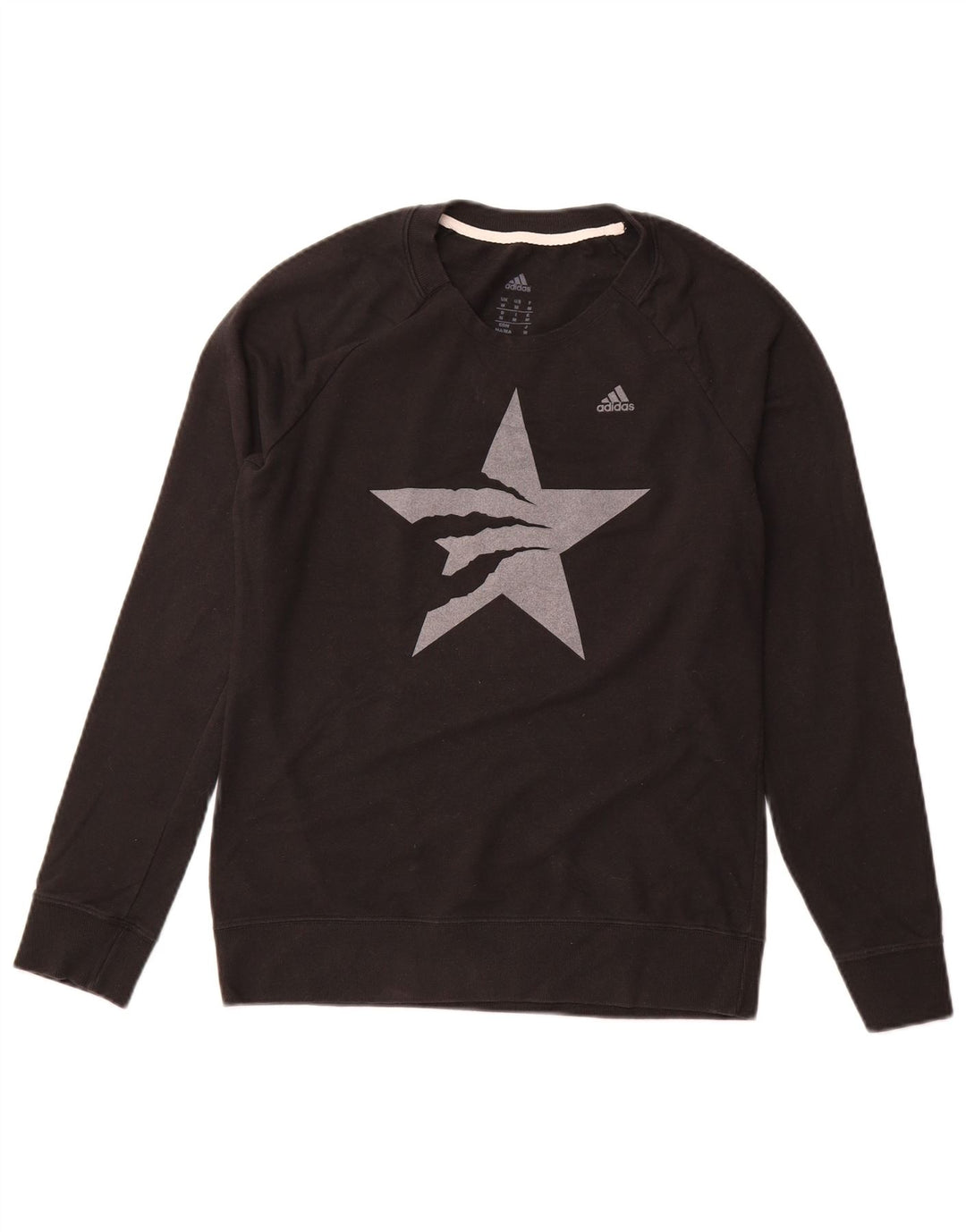 ADIDAS Womens Graphic Sweatshirt Jumper UK 14 Medium Black Geometric
