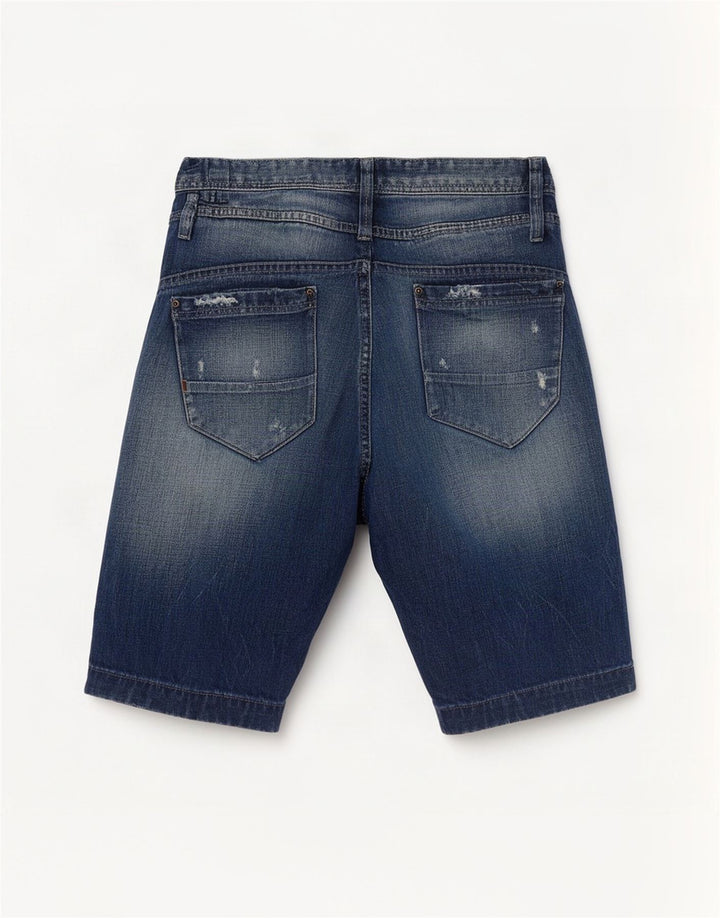 Jack & Jones Hombre Shorts De Mezclilla Desgastados Medio W32 Algodón Azul