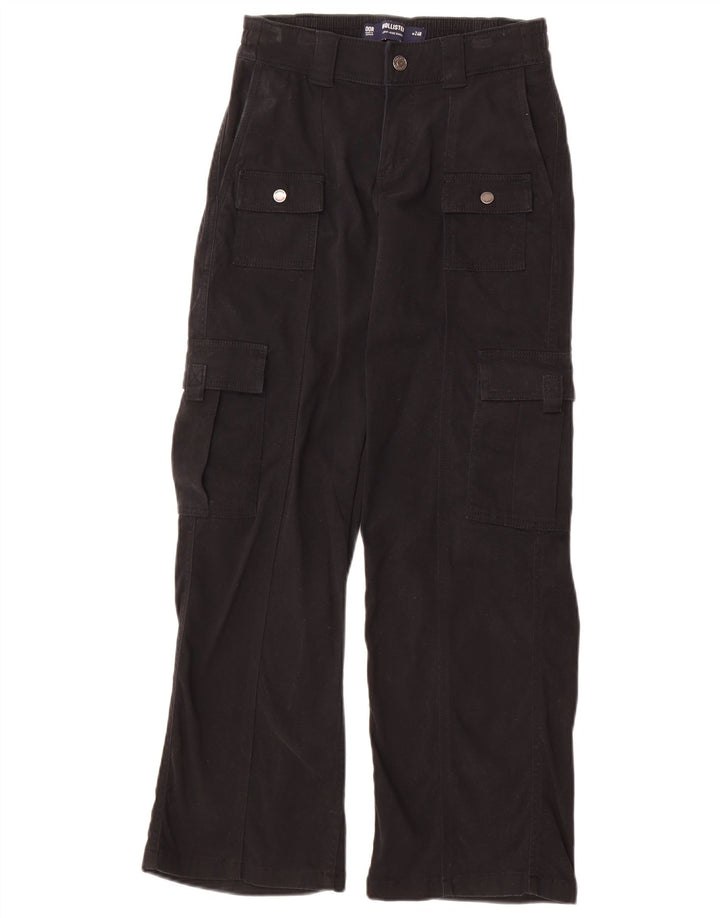 HOLLISTER Womens Baggy Low Waist Cargo Trousers W24 L30 Black Cotton