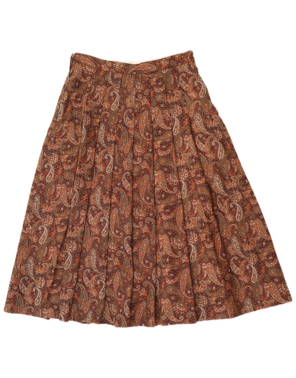 Vintage mujer cuchillo falda plisada IT 42 Medio W26 Marrón Paisley