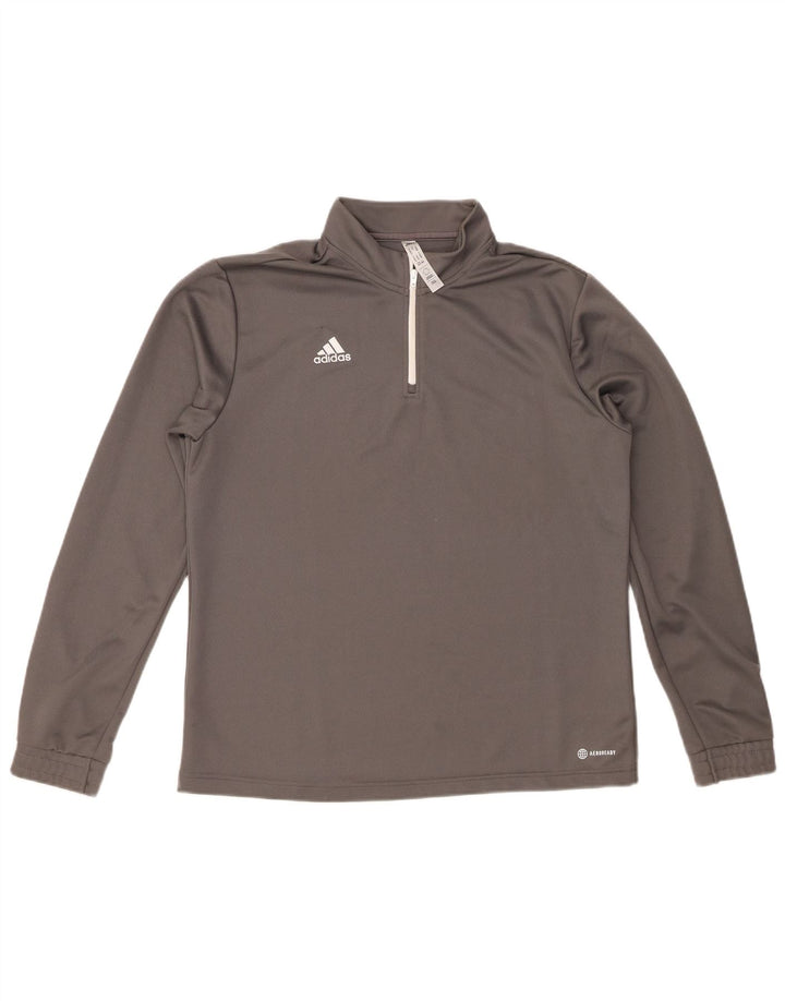ADIDAS Mujer Aeroready Zip Neck Chándal Top UK 20/22 XL Gris