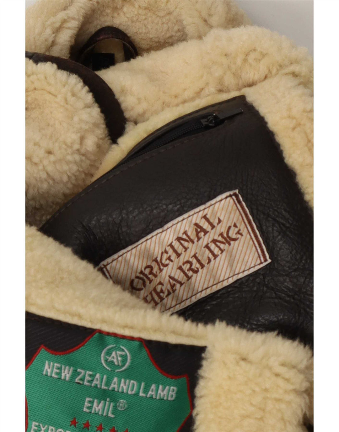 Vintage Hombres Shearling Chaqueta Tamaño 52 XL Marrón
