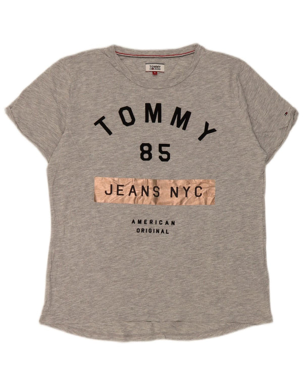 Tommy Hilfiger Camiseta gráfica para mujer Top UK 10 Small Grey Moteado