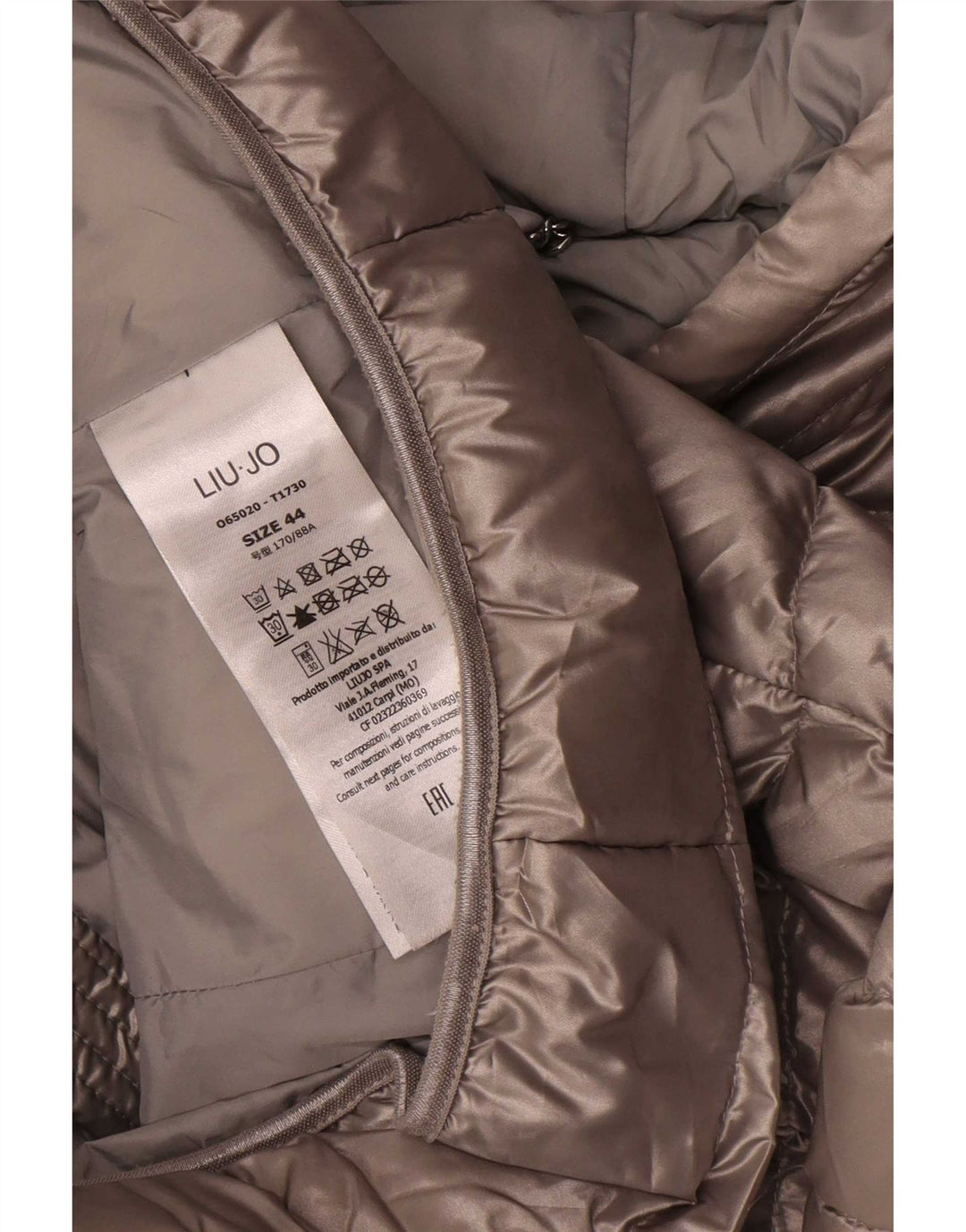 Chaqueta acolchada con capucha Liu Jo Mujer IT 44 Poliéster gris medio