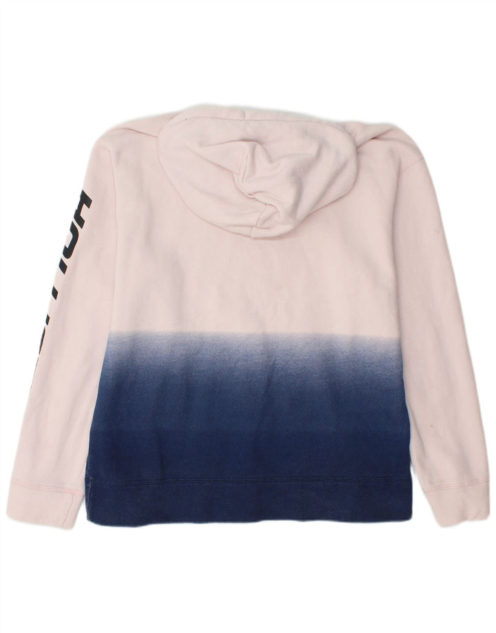 HOLLISTER Jersey con capucha gráfica para hombre, talla grande, algodón blanco con bloques de color