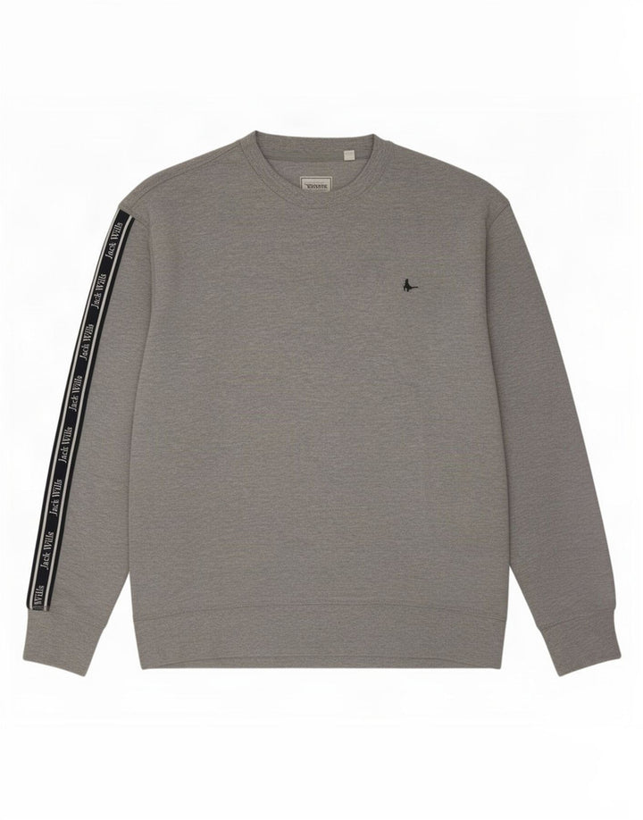 Jack Wills Hombre Sudadera Estampada Jersey De Algodón Gris Color Block Grande