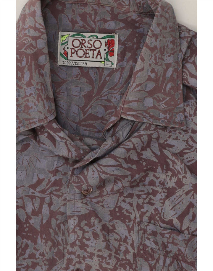 Orso Poeta Camisa Hombre Grande Viscosa Gris Floral
