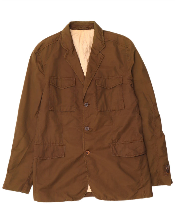 Massimo Dutti Chaqueta Blazer de 3 Botones para Hombre EU 52 Large Marrón Algodón