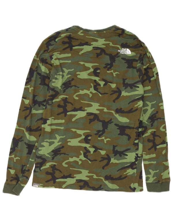 The North Face Hombre Top Manga Larga Small Verde Camuflaje Algodón