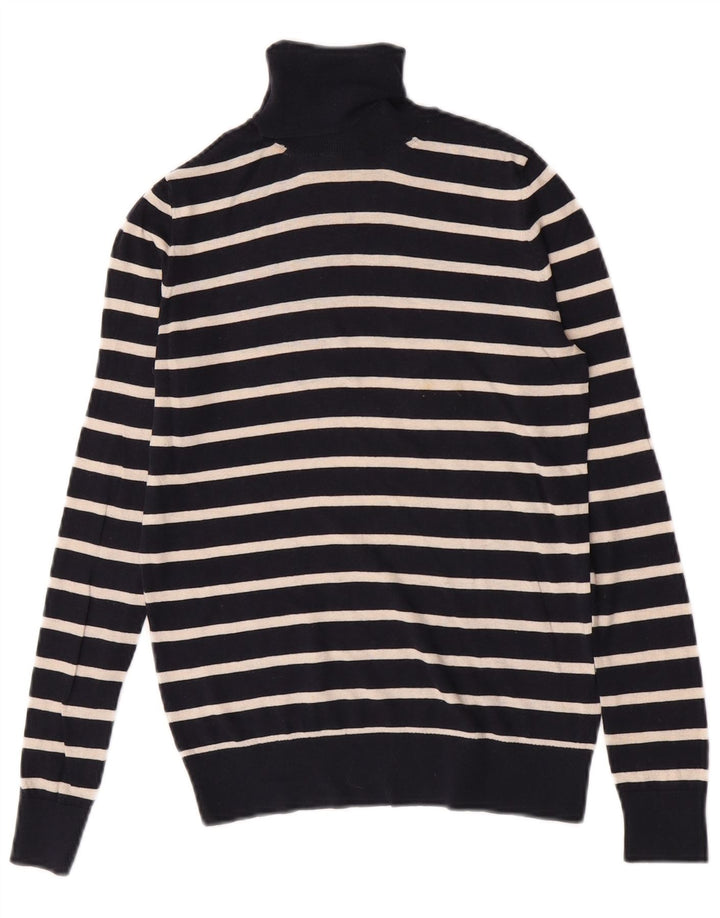 Massimo Dutti Jersey con cuello vuelto para mujer UK 10 Small Azul marino a rayas