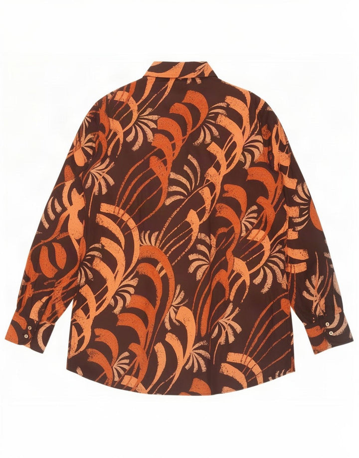Vintage hombres patrón abstracto camisa marrón medio