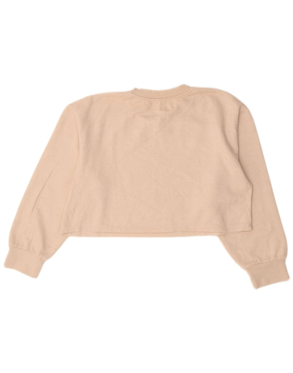 Zara Mujer Crop Sudadera Jumper UK 14 Medium Off White Algodón