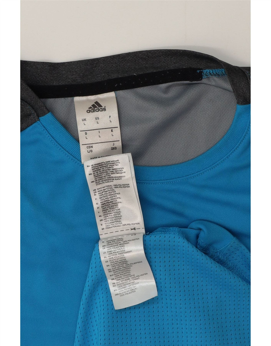 Adidas Hombre Camiseta Top Grande Azul Colorblock Poliéster