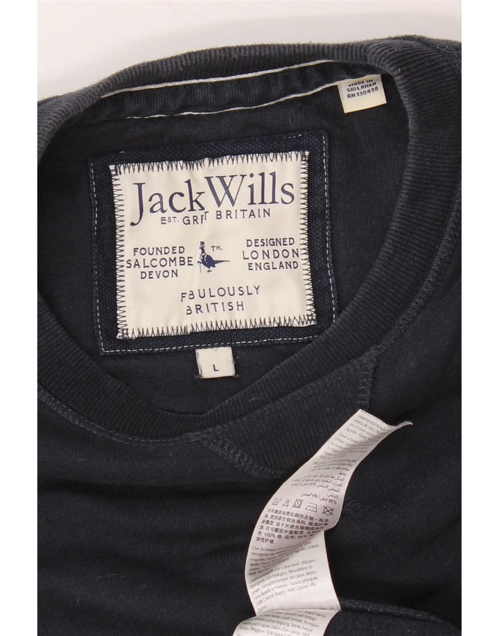JACK WILLS Sudadera para hombre Jumper Large Azul marino Algodón