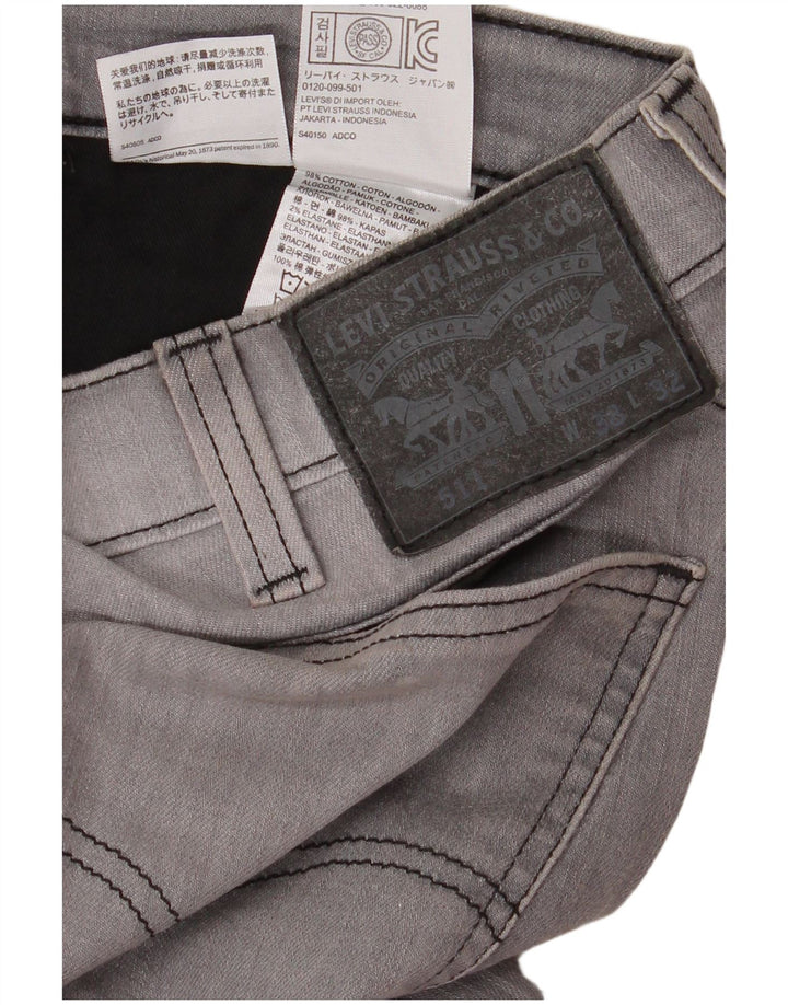 Levi's Hombre 511 Slim Jeans W38 L32 Algodón Gris