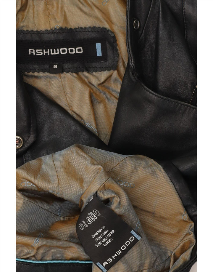 ASHWOOD Chaqueta motera de cuero para mujer UK 8 Small Cuero negro