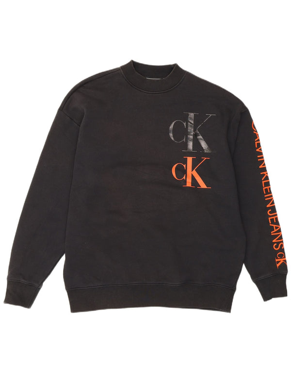 Calvin Klein Jeans Hombre Sudadera Gráfica Jersey Pequeño Algodón Negro