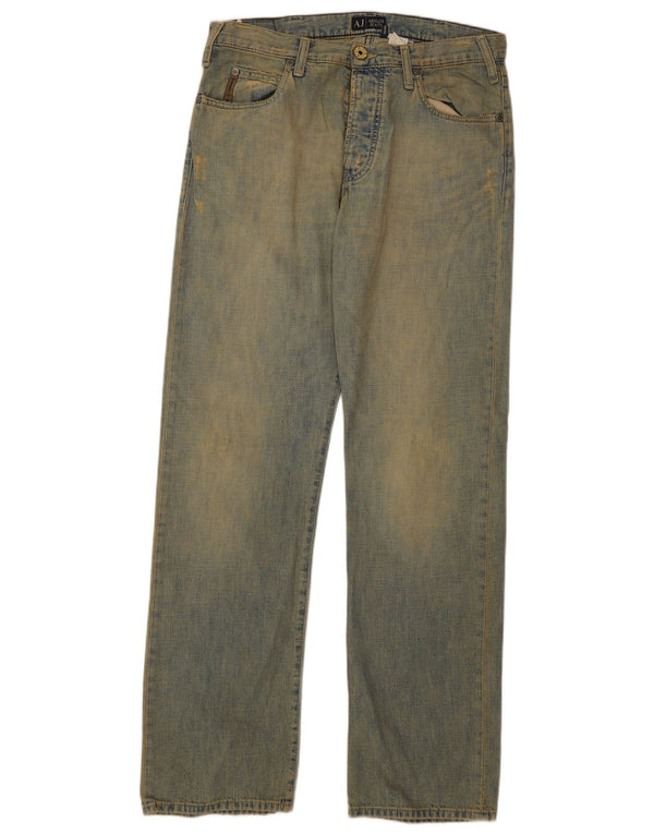 Armani Jeans rectos desgastados para hombre W32 L32 Algodón azul