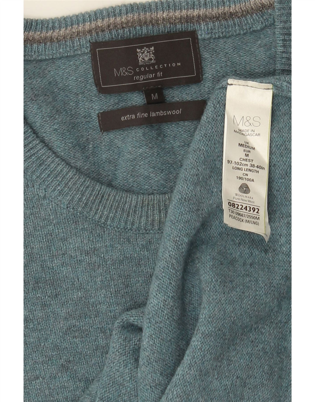 Marks & Spencer Jersey de cuello redondo para hombre con moteado azul medio