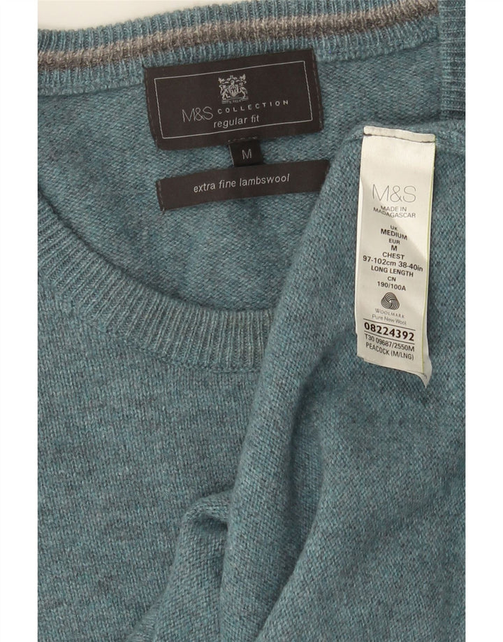 Marks & Spencer Jersey de cuello redondo para hombre con moteado azul medio