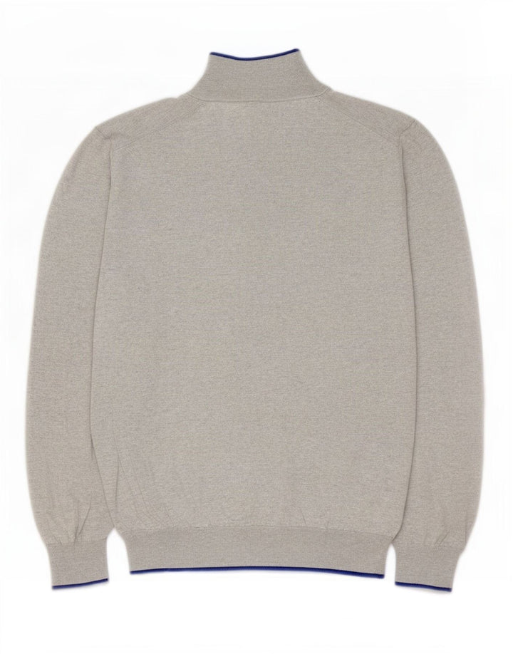 Massimo Dutti Jersey De Cuello Con Botones Para Hombre Large Algodón Moteado Gris