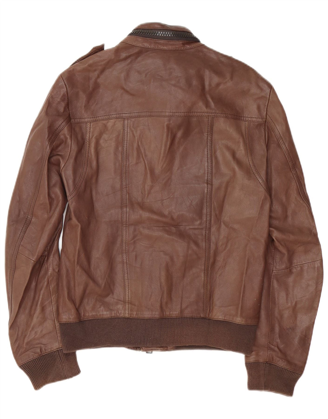 Chaqueta de cuero militar Zen para hombre IT 48 Cuero marrón medio