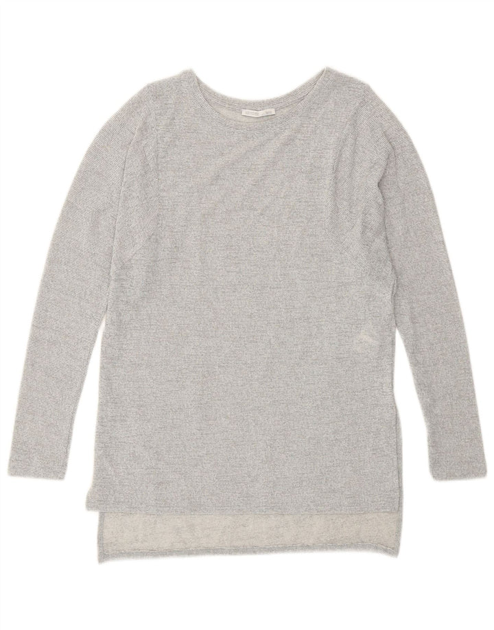 Zara Mujer Top Largo Manga Larga UK 40 Pequeño Poliéster Moteado Gris