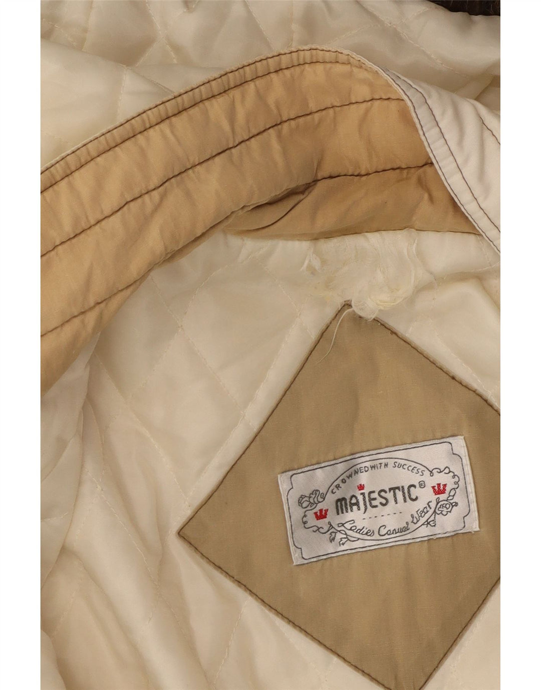 MAJESTIC Trenca con capucha para mujer UK 20 2XL Off White Floral