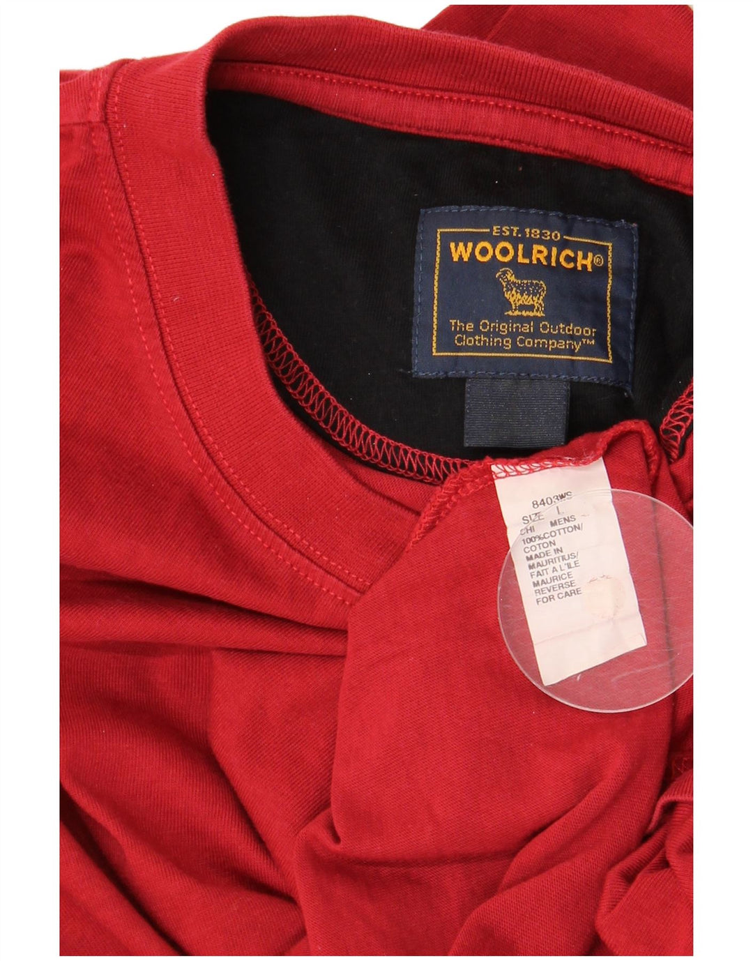 Woolrich Hombre Top Manga 3/4 Grande Algodón Rojo