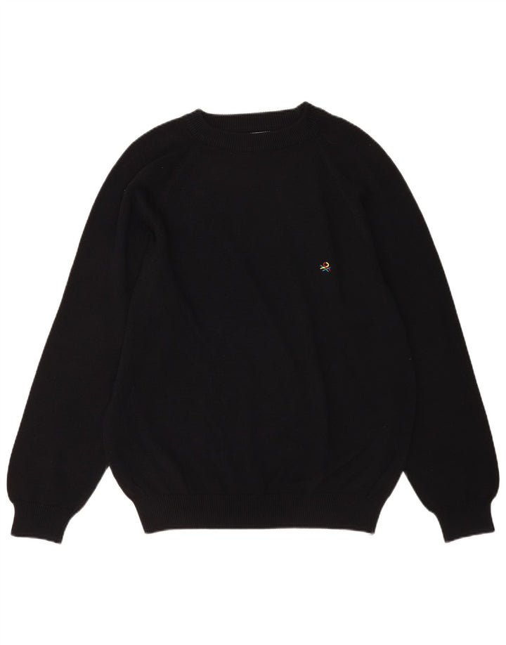 Benetton Jersey De Cuello Redondo Para Hombre Large Negro Algodón