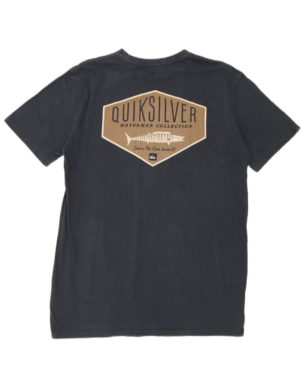 Quiksilver Camiseta gráfica de ajuste regular para hombre Top grande de algodón azul marino