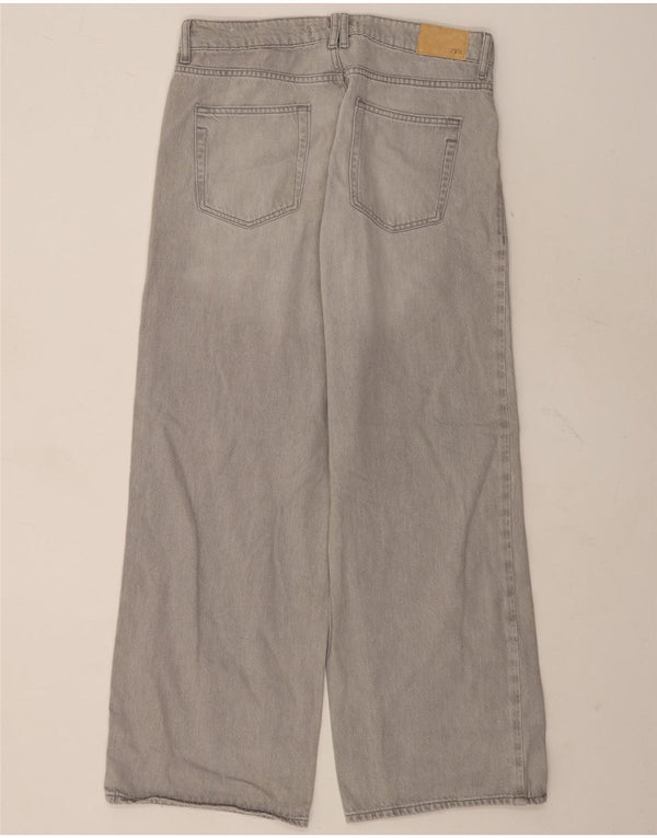 Zara Jeans De Pierna Ancha Para Mujer EU 38 Small W28 L32 Algodón Gris