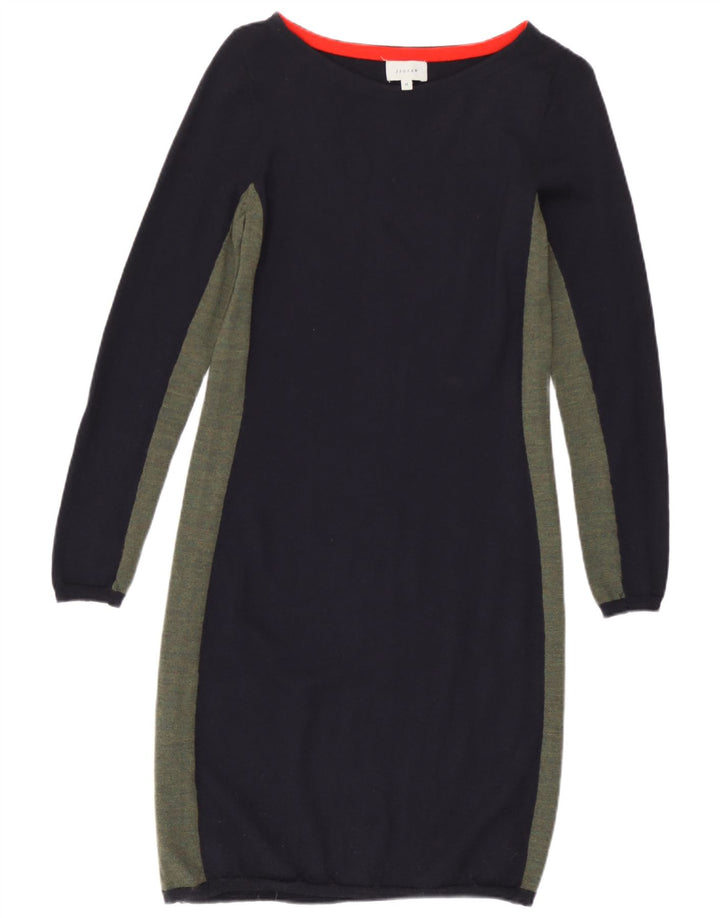 Vestido tipo jersey para mujer Jigsaw UK 40 Lana con bloques de color azul marino mediano