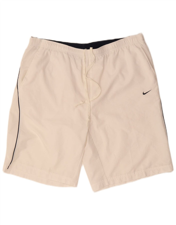 Nike - Pantalones cortos deportivos para hombre, poliéster blanco grande