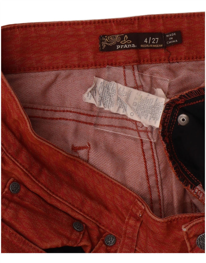 Prana Jeans rectos para mujer US 4 Small W27 L31 Algodón a cuadros naranja