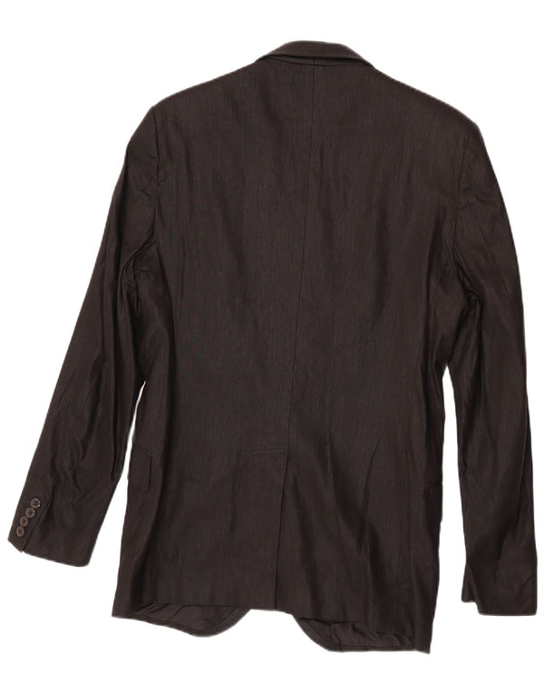 Versace Chaqueta tipo blazer de 2 botones para hombre IT 48 Medium Black Linen Classic