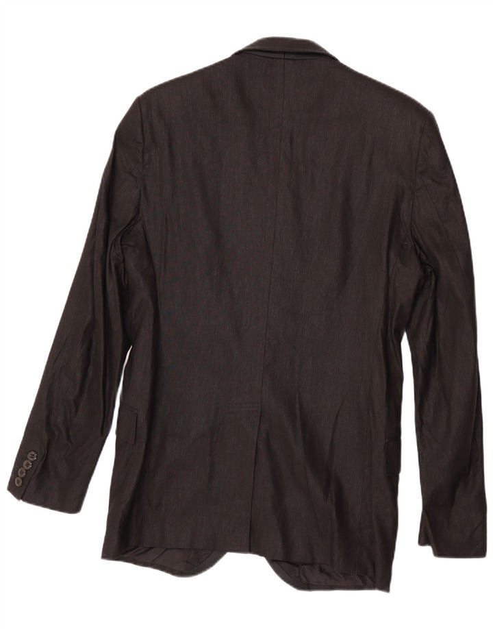 Versace Chaqueta tipo blazer de 2 botones para hombre IT 48 Medium Black Linen Classic