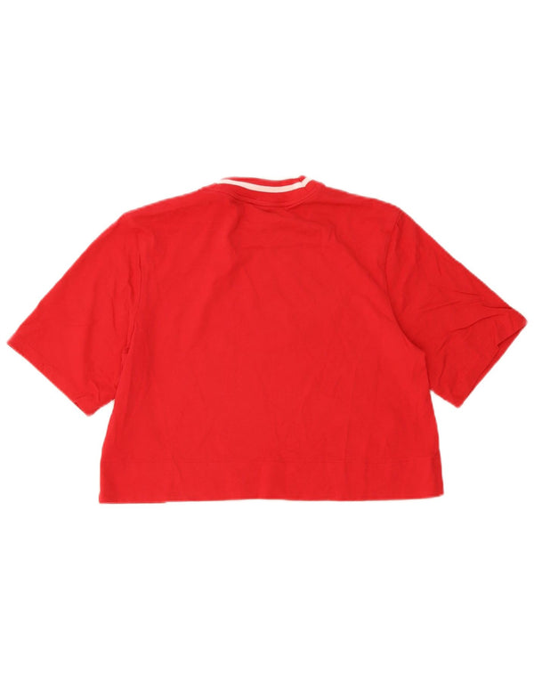 Adidas Camiseta corta gráfica para mujer Top UK 8 Small Red Cotton