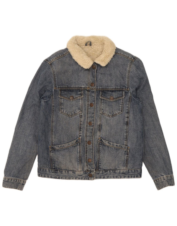 Topshop Chaqueta vaquera Sherpa para mujer UK 8 Small Algodón azul