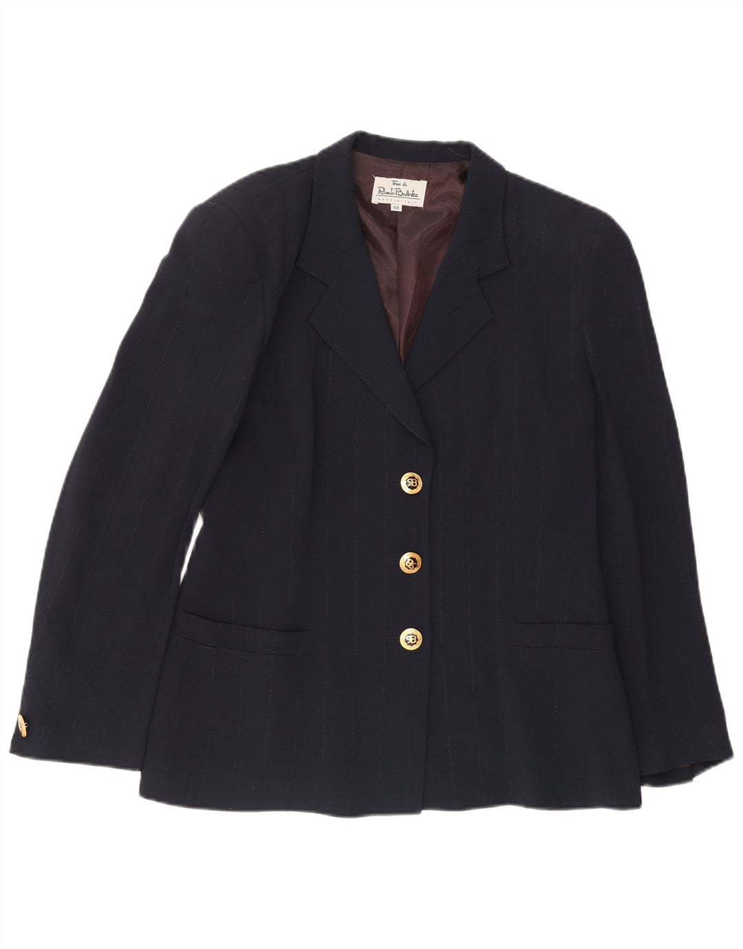 Renato Balestra Chaqueta Blazer de 3 Botones para Mujer IT 48 XL Acetato Azul Marino