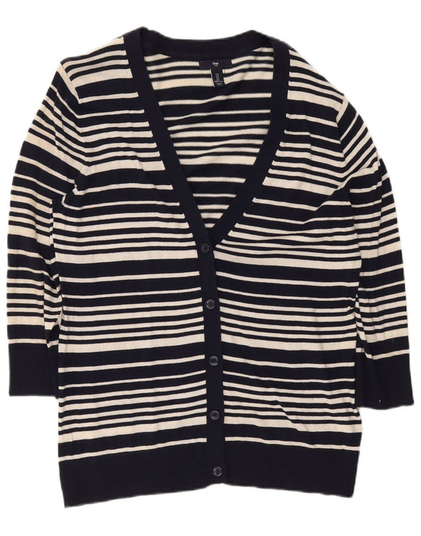 Gap Suéter tipo cárdigan de manga 3/4 para mujer UK 46 Grande Algodón a rayas azul marino