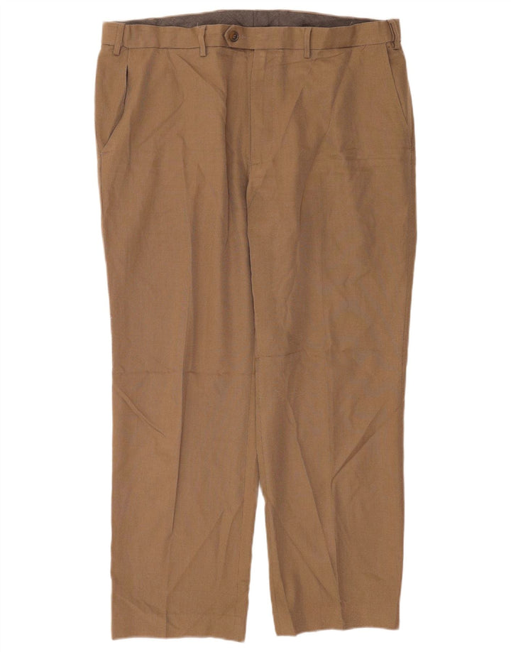 Marks & Spencer Pantalón de traje de corte regular para hombre W38 L29 Poliéster beige