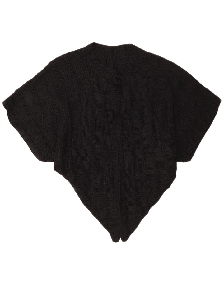Vintage mujer asimétrica poncho jumper talla única negro
